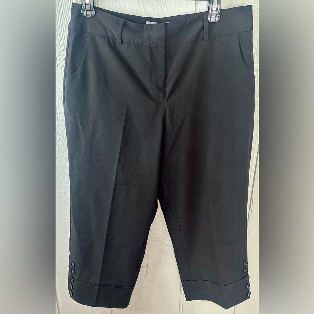 Dressbarn Black Capris Classic Flat Front